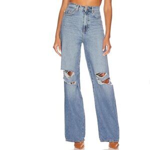 Lovers + Friends Lennon Super High Rise Wide Leg Distressed Jeans Size 23